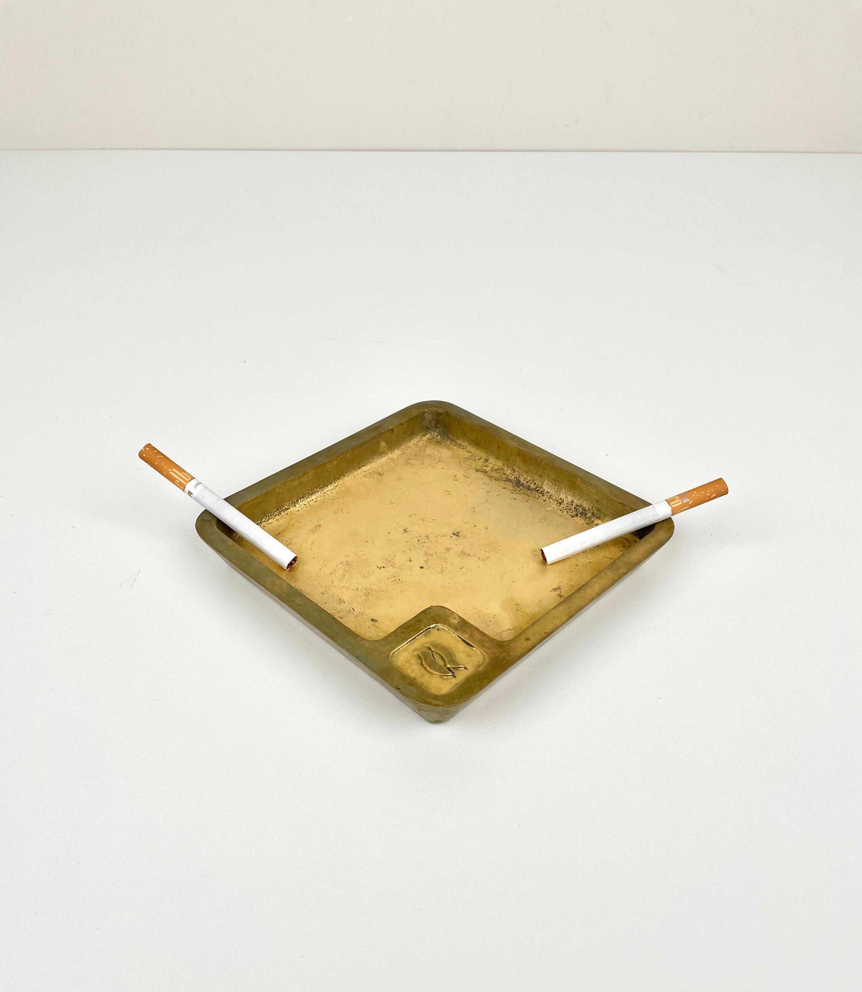 Pair of Solid Squared Ashtray Brass, Italy 1960s For Sale 4