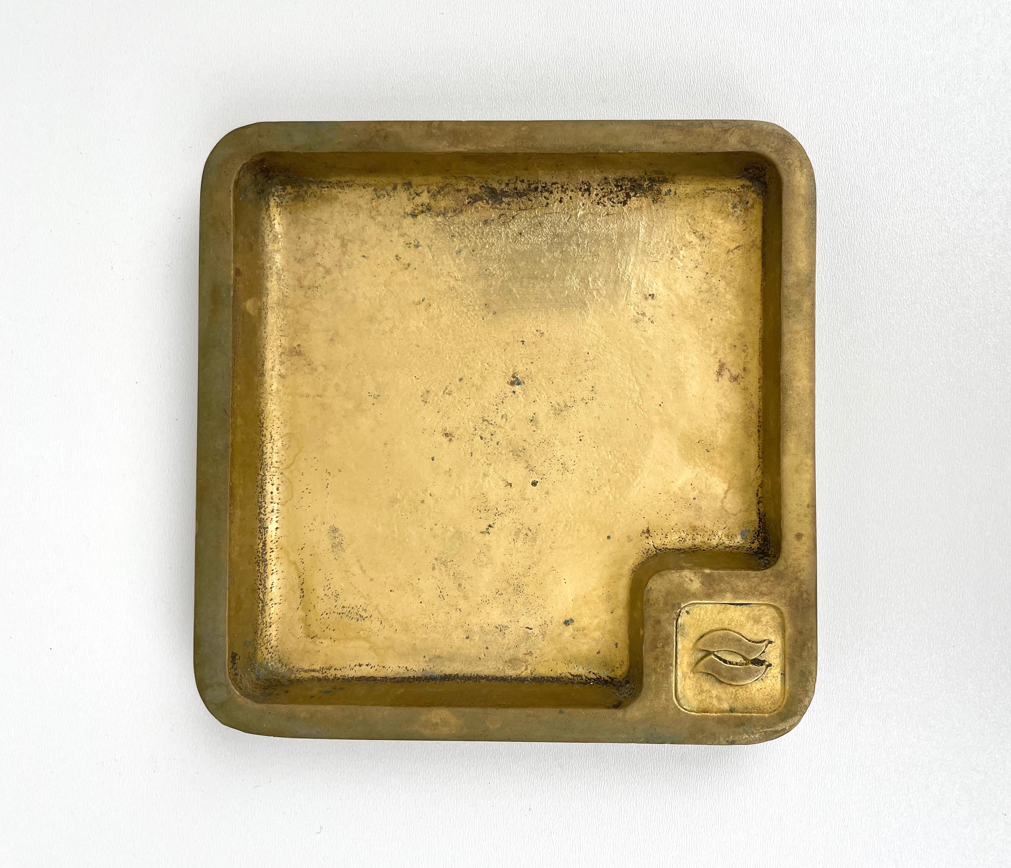 Pair of Solid Squared Ashtray Brass, Italy 1960s For Sale 5