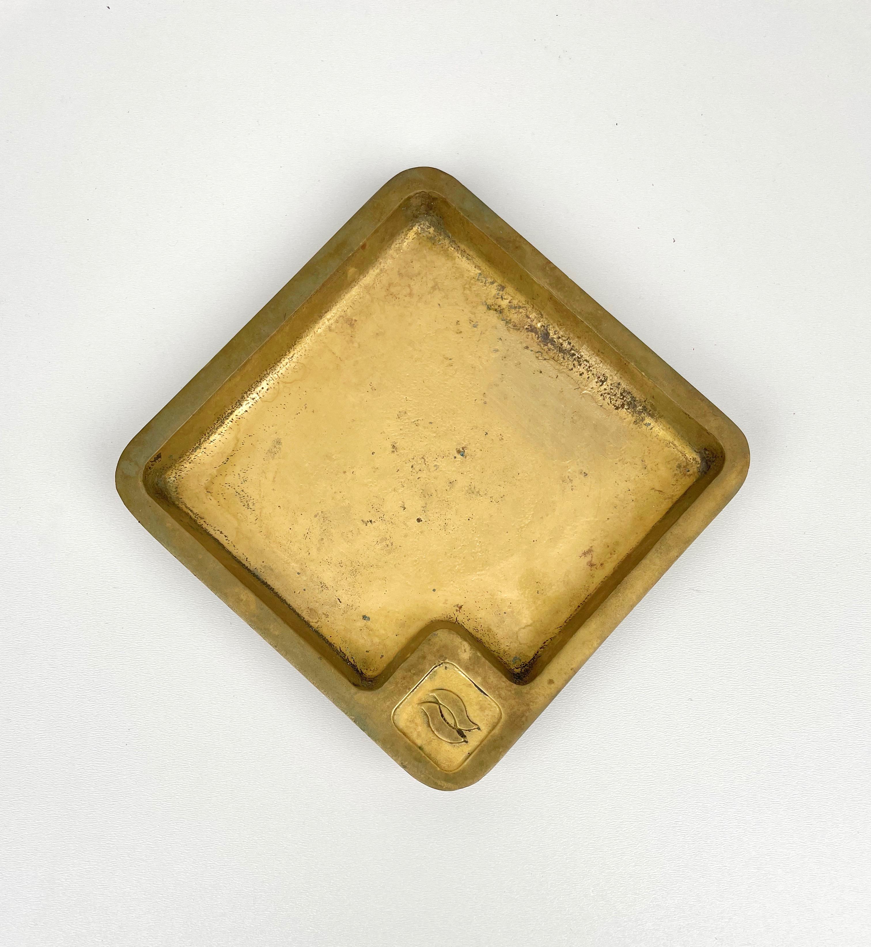 Pair of Solid Squared Ashtray Brass, Italy 1960s For Sale 6