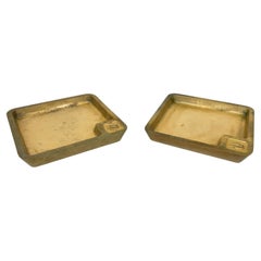 Pair of Solid Squared Ashtray Brass, Italy 1960s