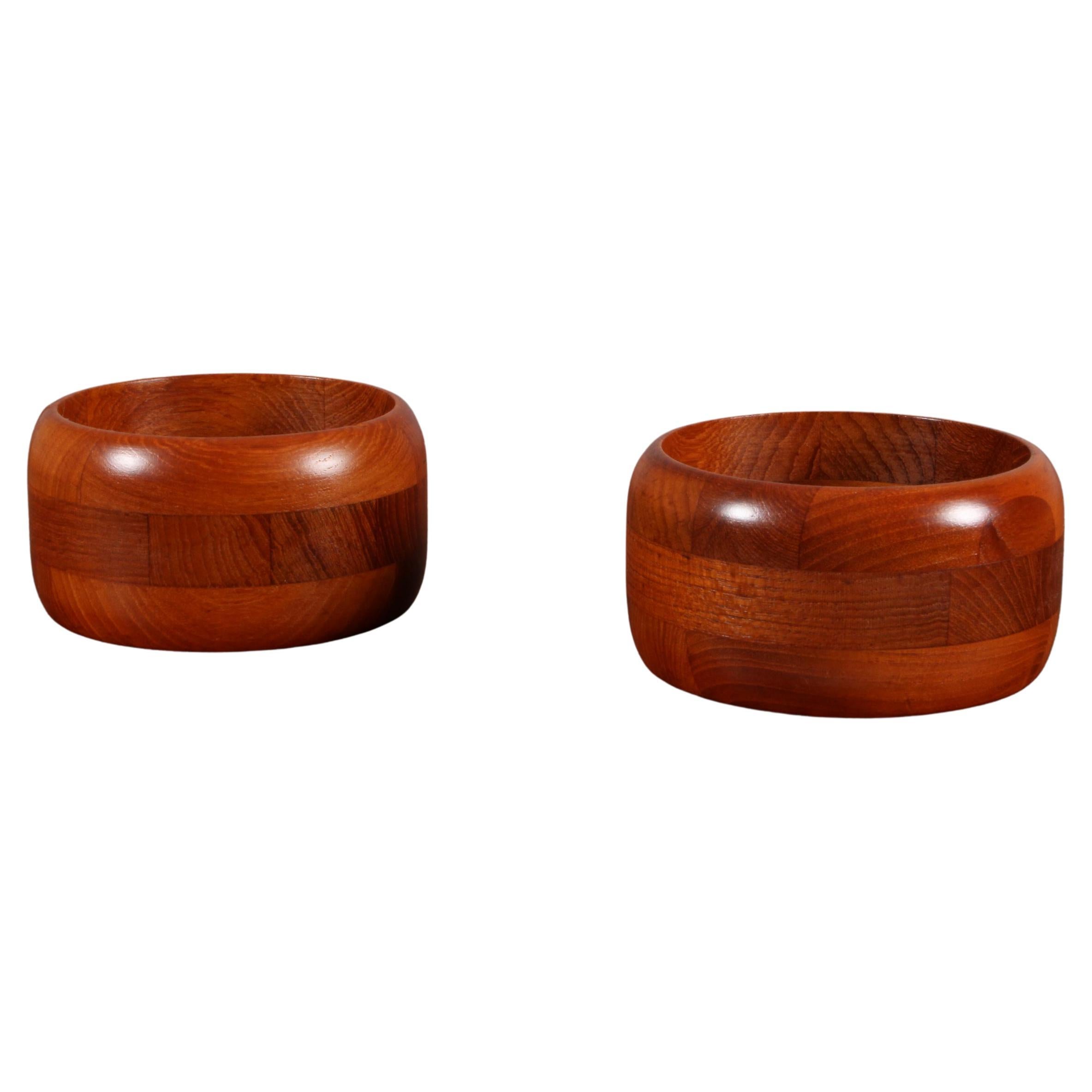 Pair of Solid Teak Bowls For Sale