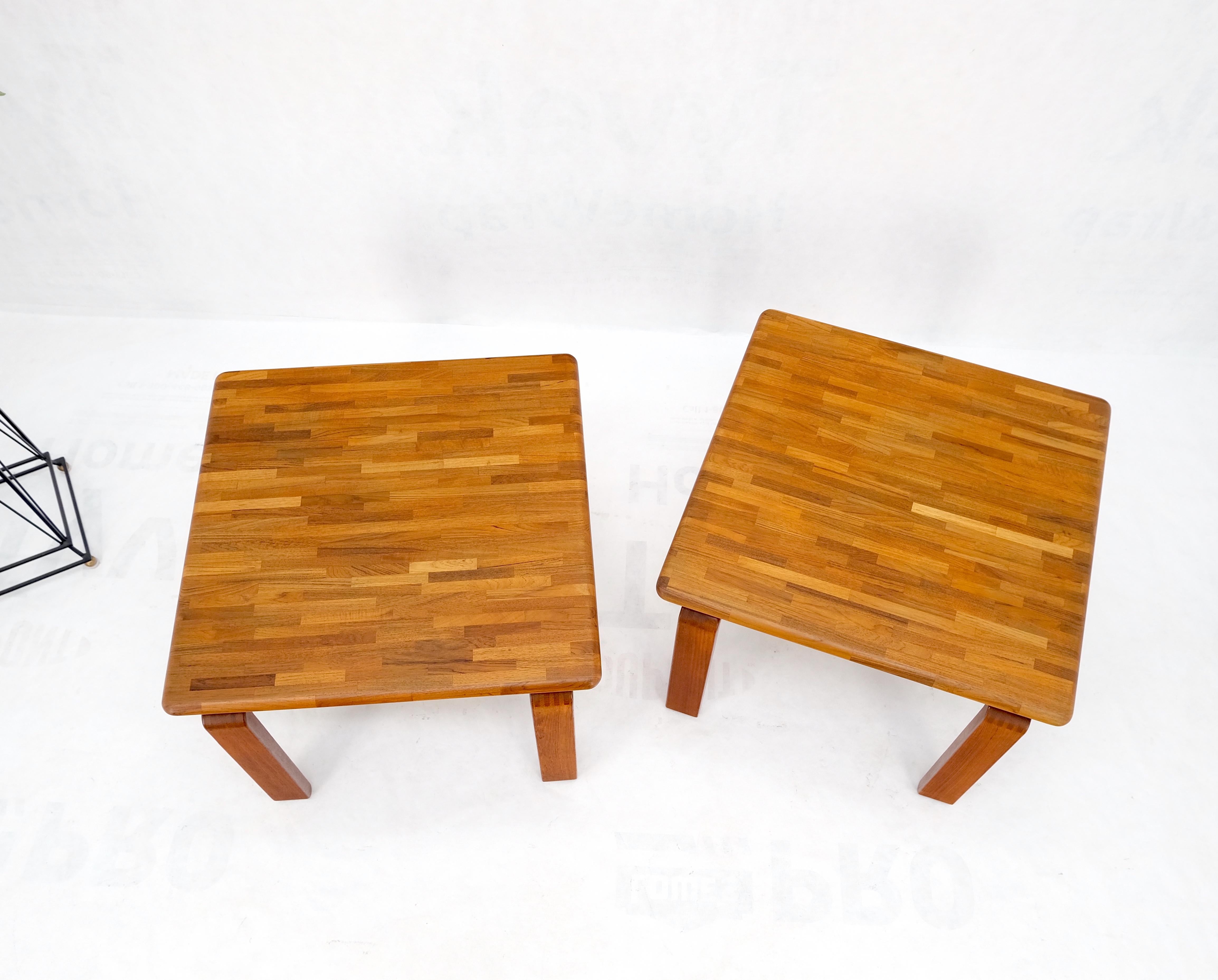 Pair of solid teak Danish Mid-Century Modern square side end coffee tables mint.
