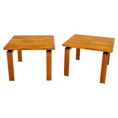 Pair of Solid Teak Danish Mid-Century Modern Square Side End Coffee Tables Mint