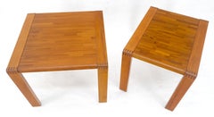 Pair of Solid Teak Danish Mid Century Modern Teak Side End Night Tables Stands
