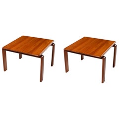 Pair of Solid Teak Danish Modern Floating Top End Tables, circa 1970s