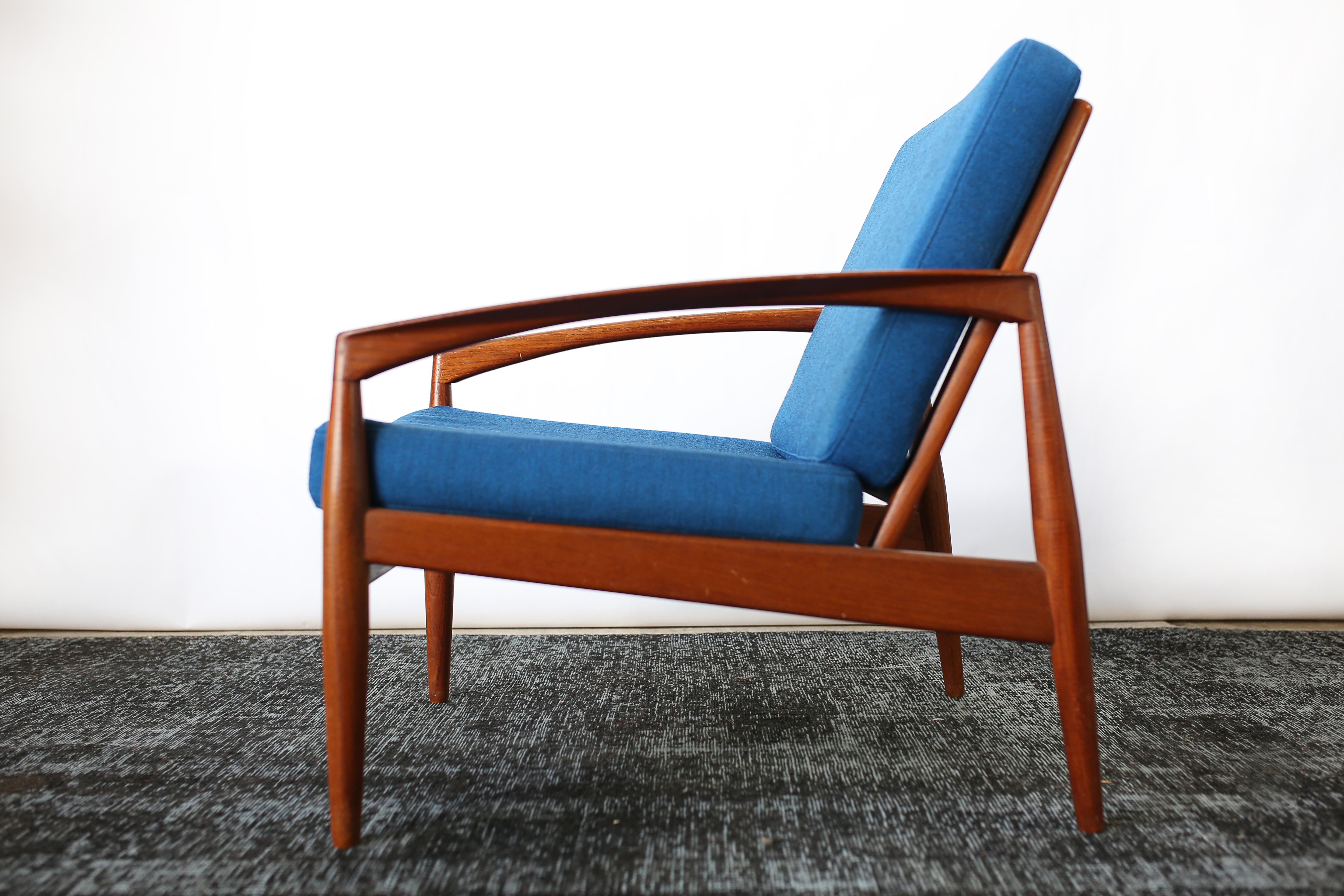 Scandinavian Modern Pair of Solid Teak 'Paper Knife' Lounge Chairs by Kai Kristiansen, 1955