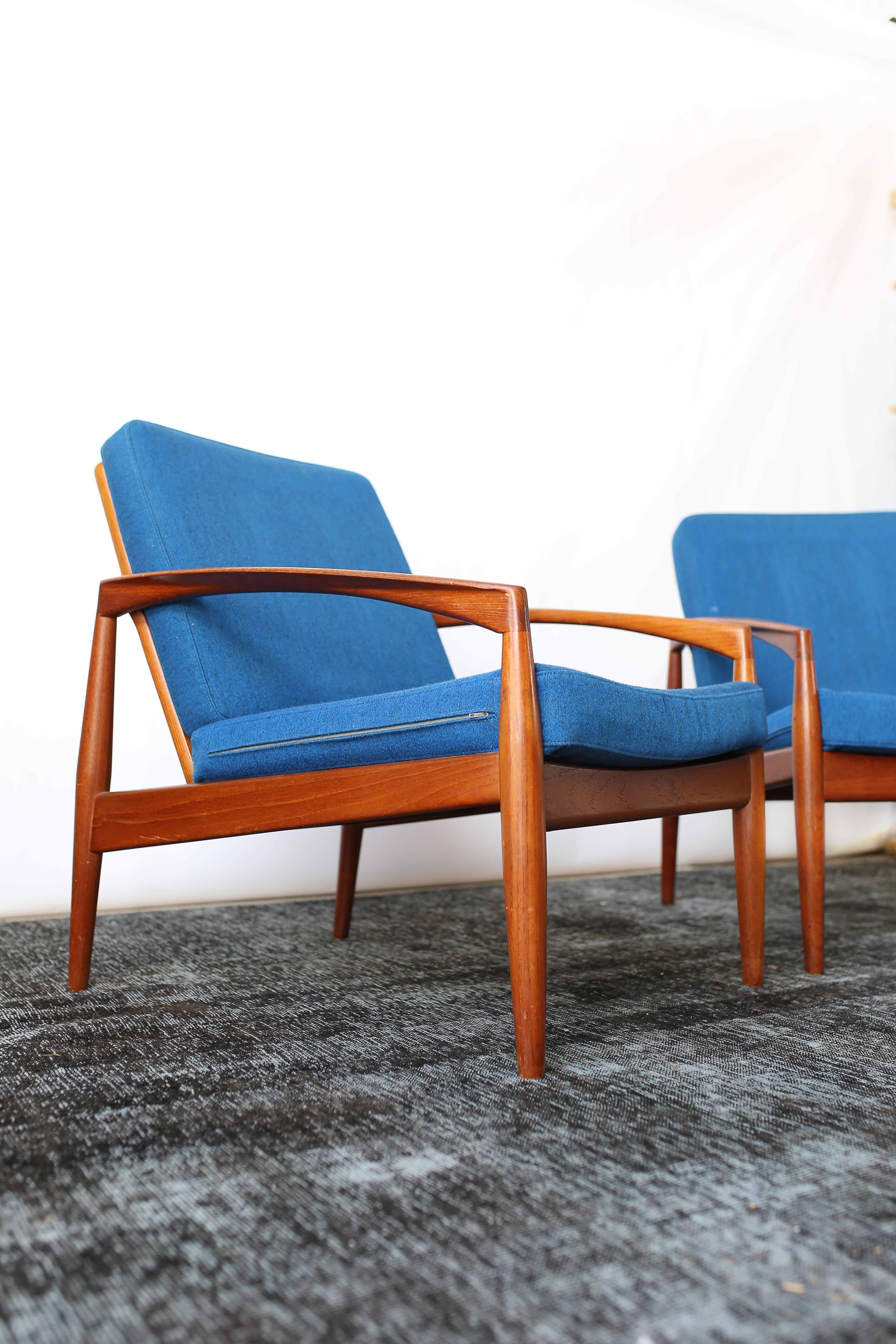 Pair of Solid Teak 'Paper Knife' Lounge Chairs by Kai Kristiansen, 1955 1