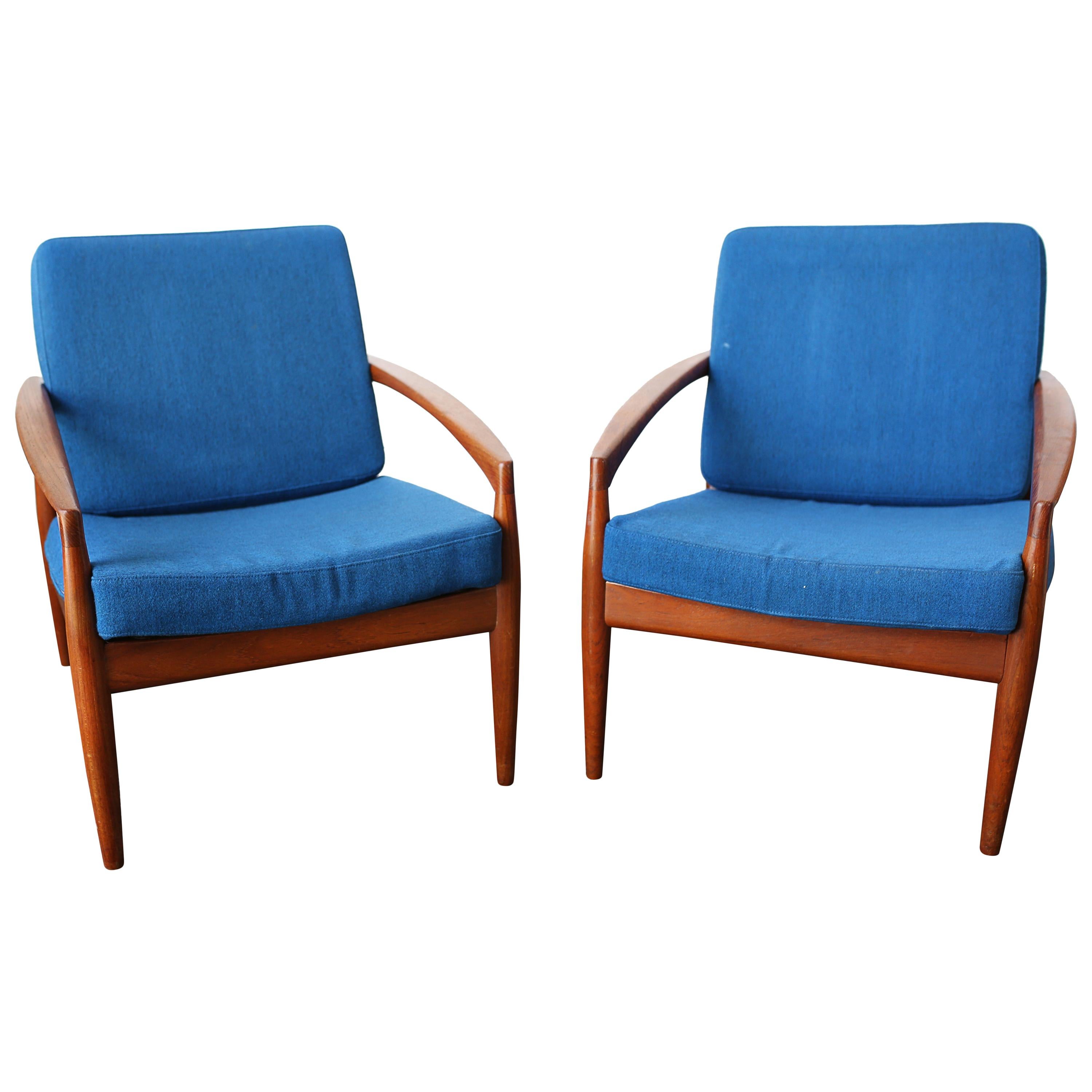 Pair of Solid Teak 'Paper Knife' Lounge Chairs by Kai Kristiansen, 1955