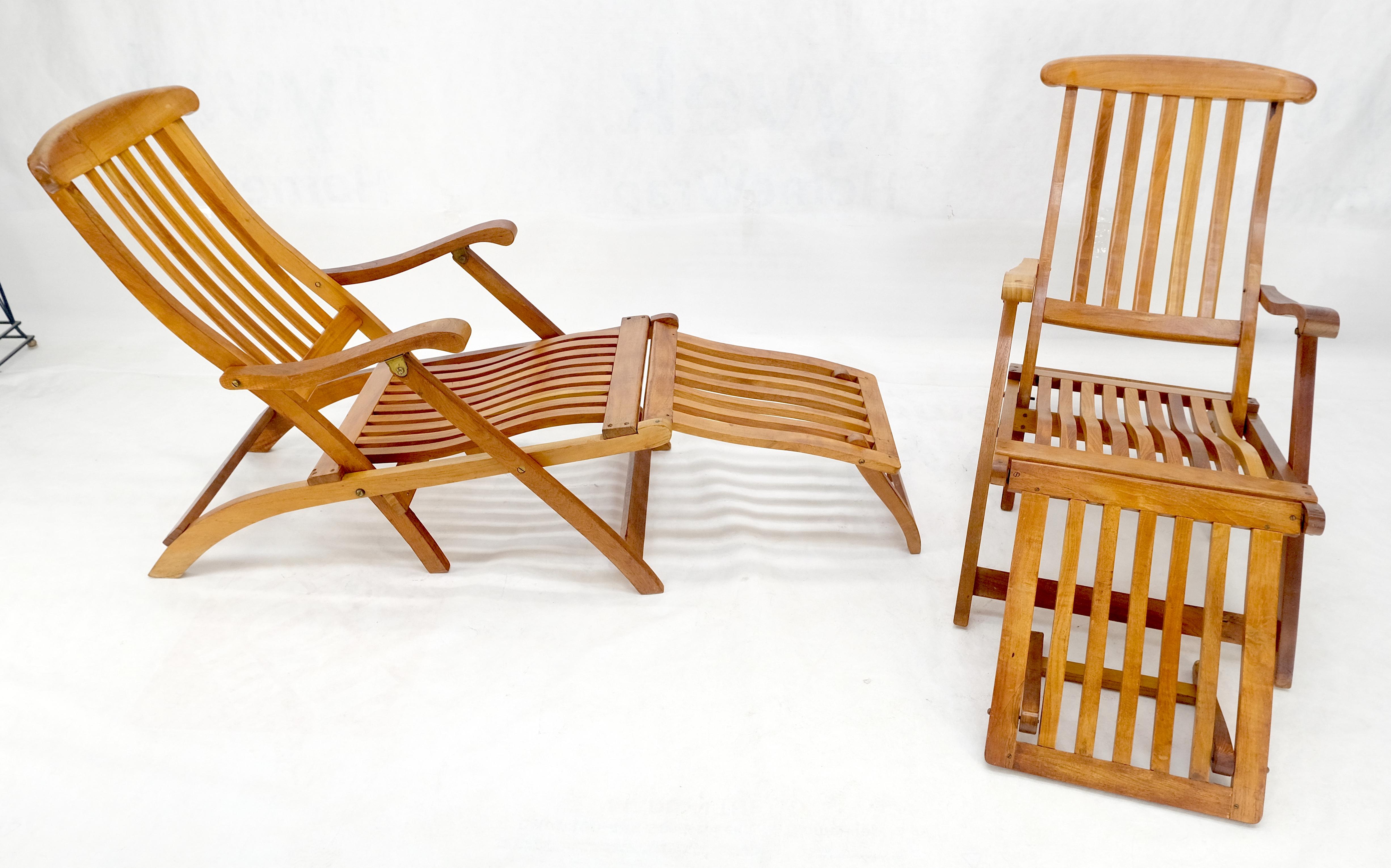 Paar solide Teak Outdoor Folding Chaise Lounge Chairs MINT! im Angebot 3