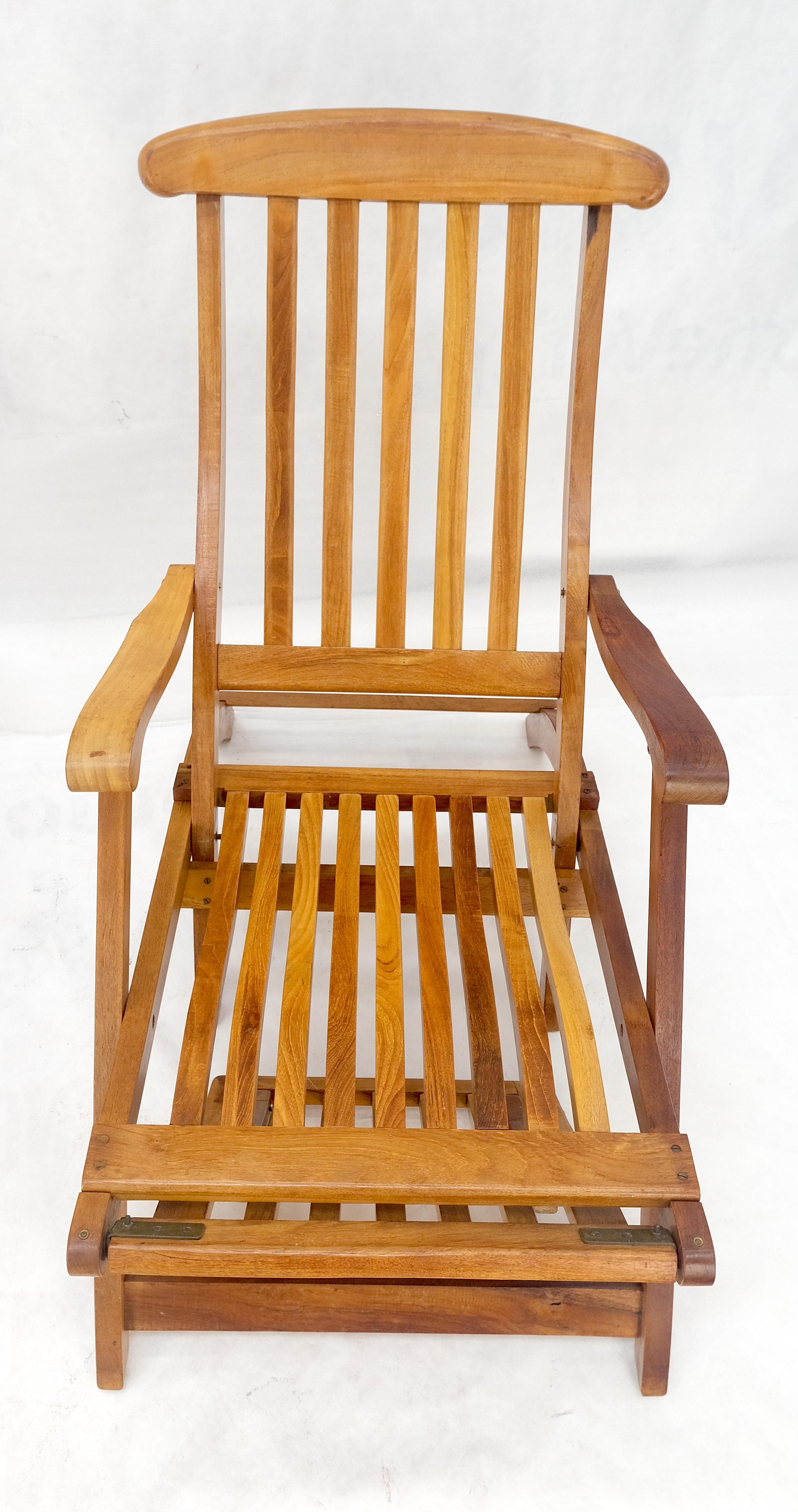 Paar solide Teak Outdoor Folding Chaise Lounge Chairs MINT! im Angebot 5