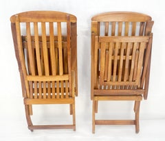 Pair of Solid Teak Outdoor Folding Chaise Lounge Chairs MINT!