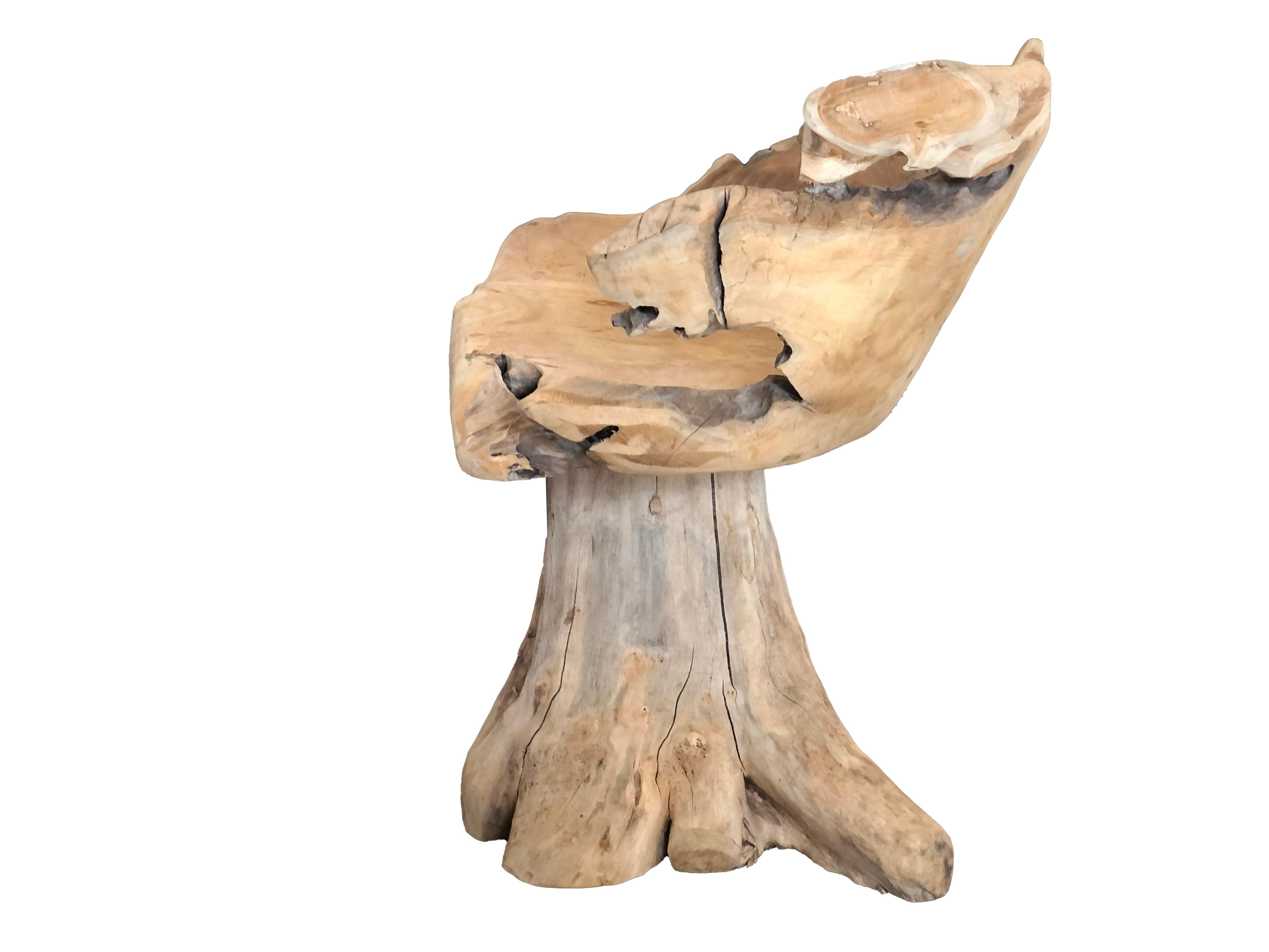 Wood Pair of Solid Teak Root Chairs