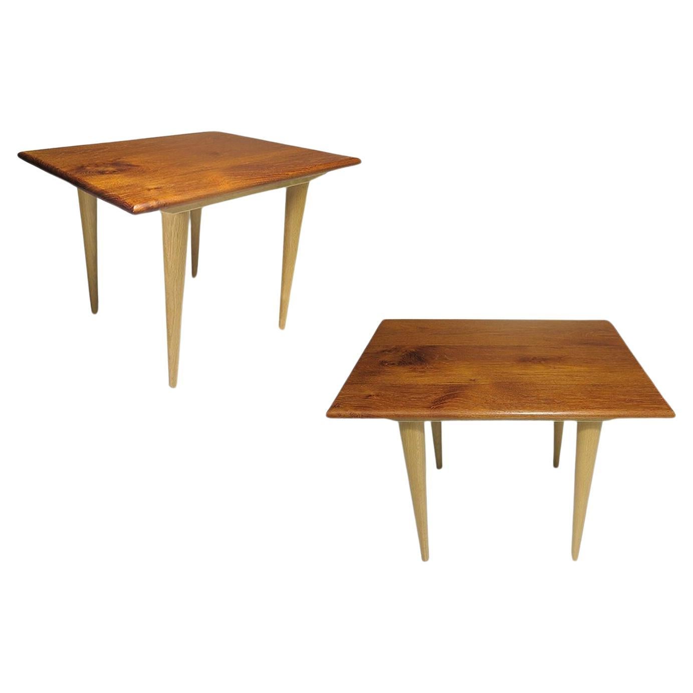 Pair of Solid Teak Side Tables For Sale