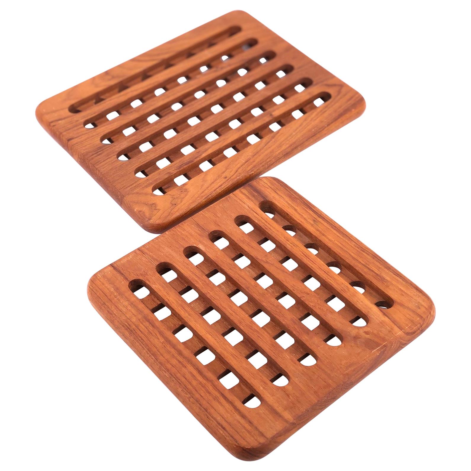 Pair of Solid Teak Trivets Danish Modern