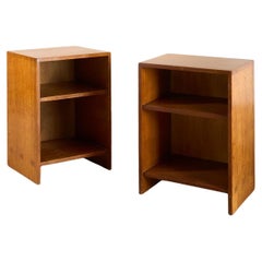 Pair of solid teak war department bedside tables
