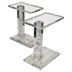 Pair of Solid Thick Lucite Cigar End tables Postmodern