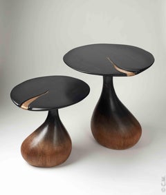 Paire de tables d'appoint en chêne massif teinté ""Enchantées"".  par Hoon Moreau