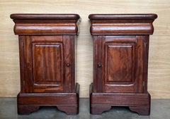 Pair of Solid Walnut Biedermeier Nightstands with Drawer and Door, 1920