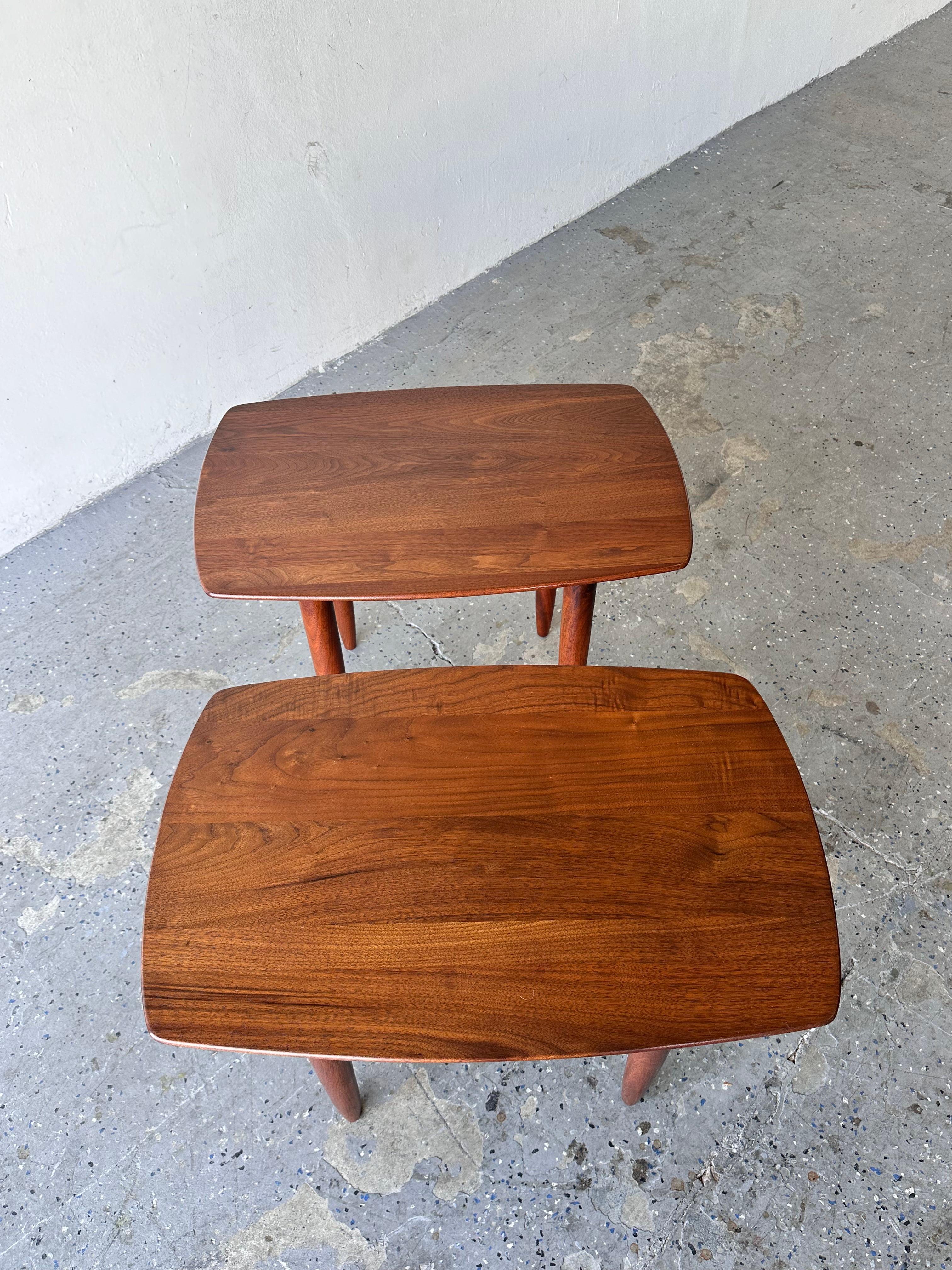 Pair of Solid Walnut Danish modern Ace side tables in the style of Peter Hivdit For Sale 5