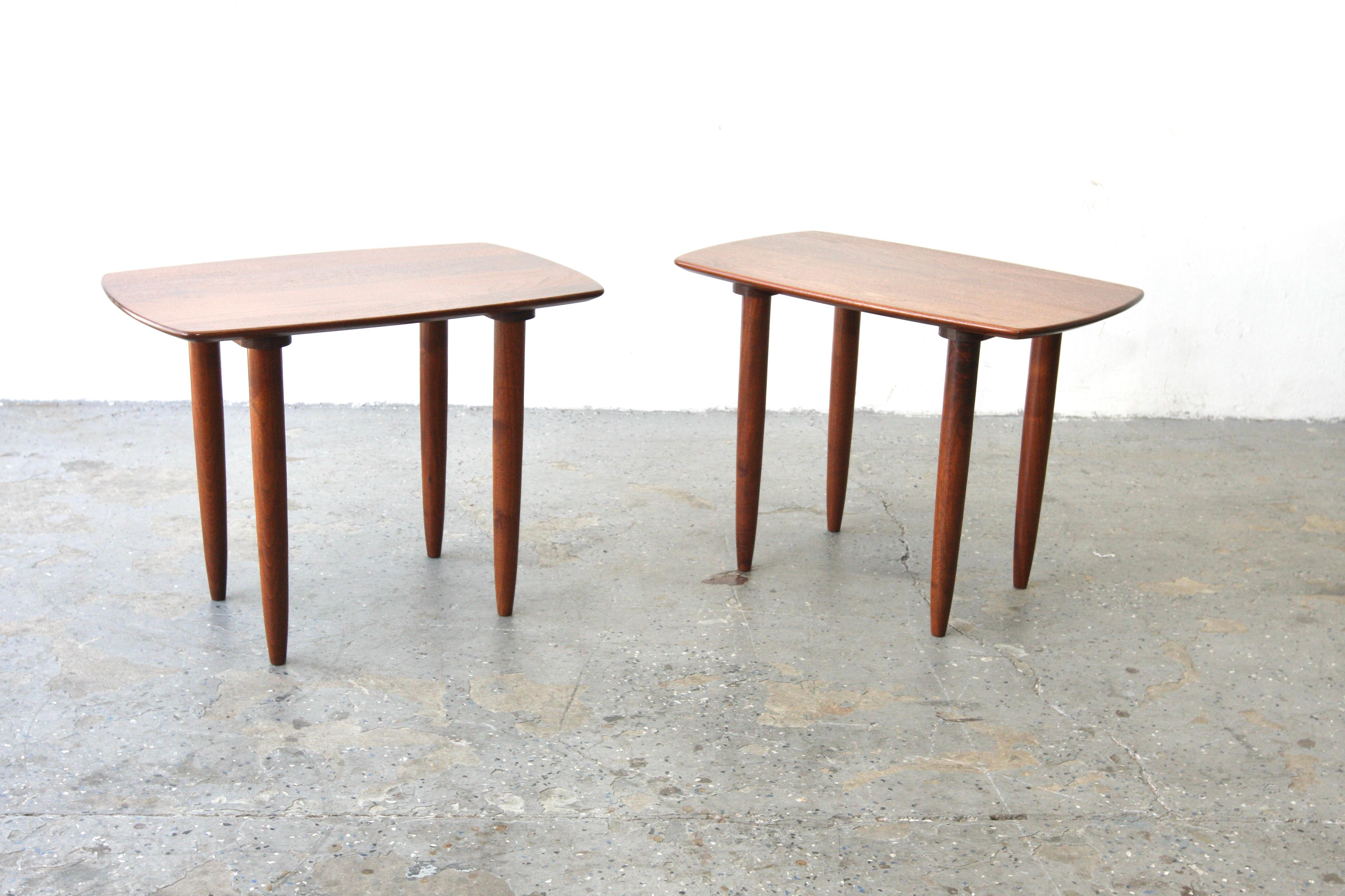 Pair of  Solid Walnut Danish modern side tables in the style of Peter Hivdit


Produced by Ace-Hi of Gardena, Calif., the Prelude line of furniture featured solid walnut construction and simplified (but never reductive) purity of form. This Prelude