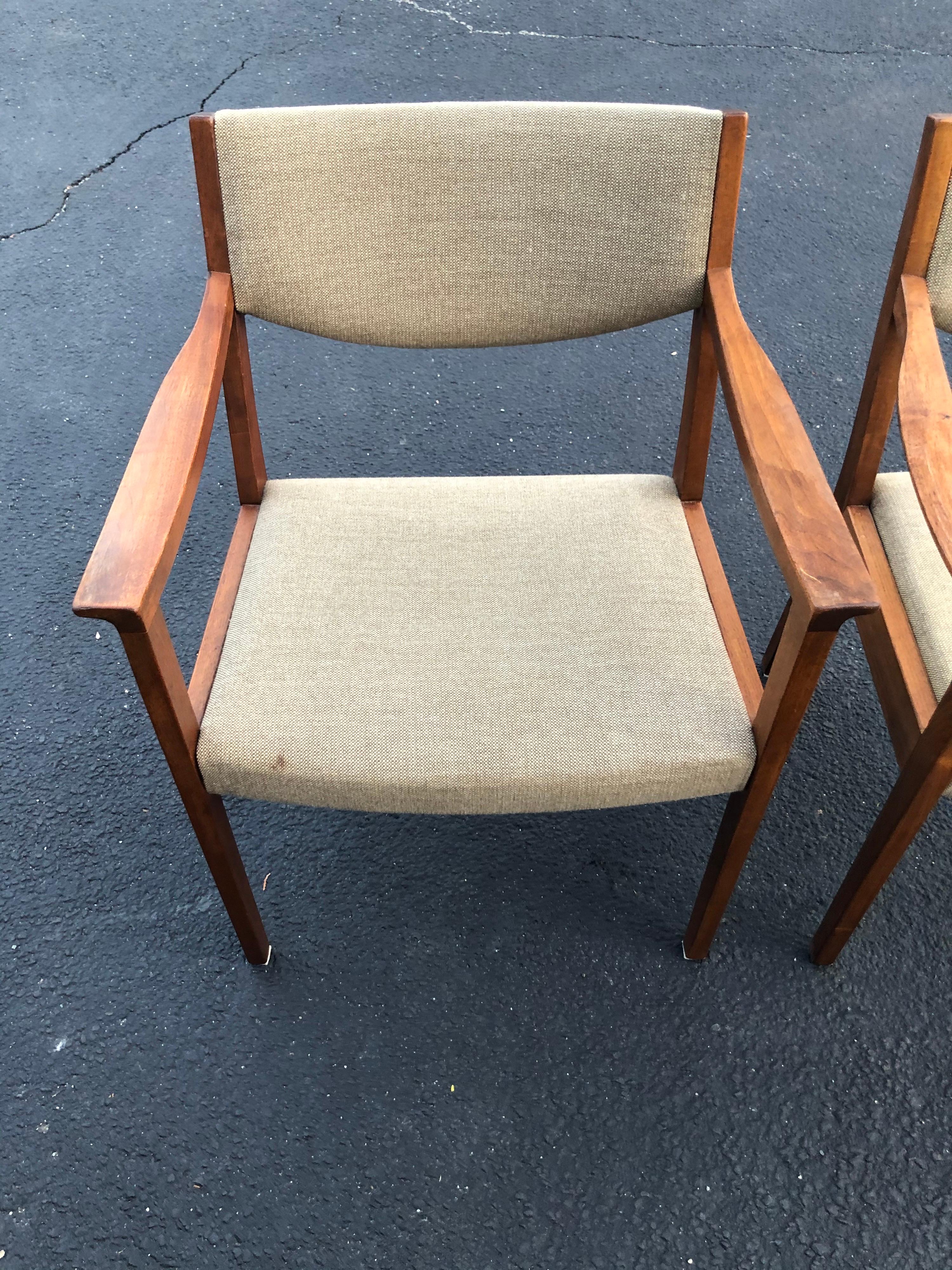 Pair of Solid Walnut Gunlocke Armchairs 1