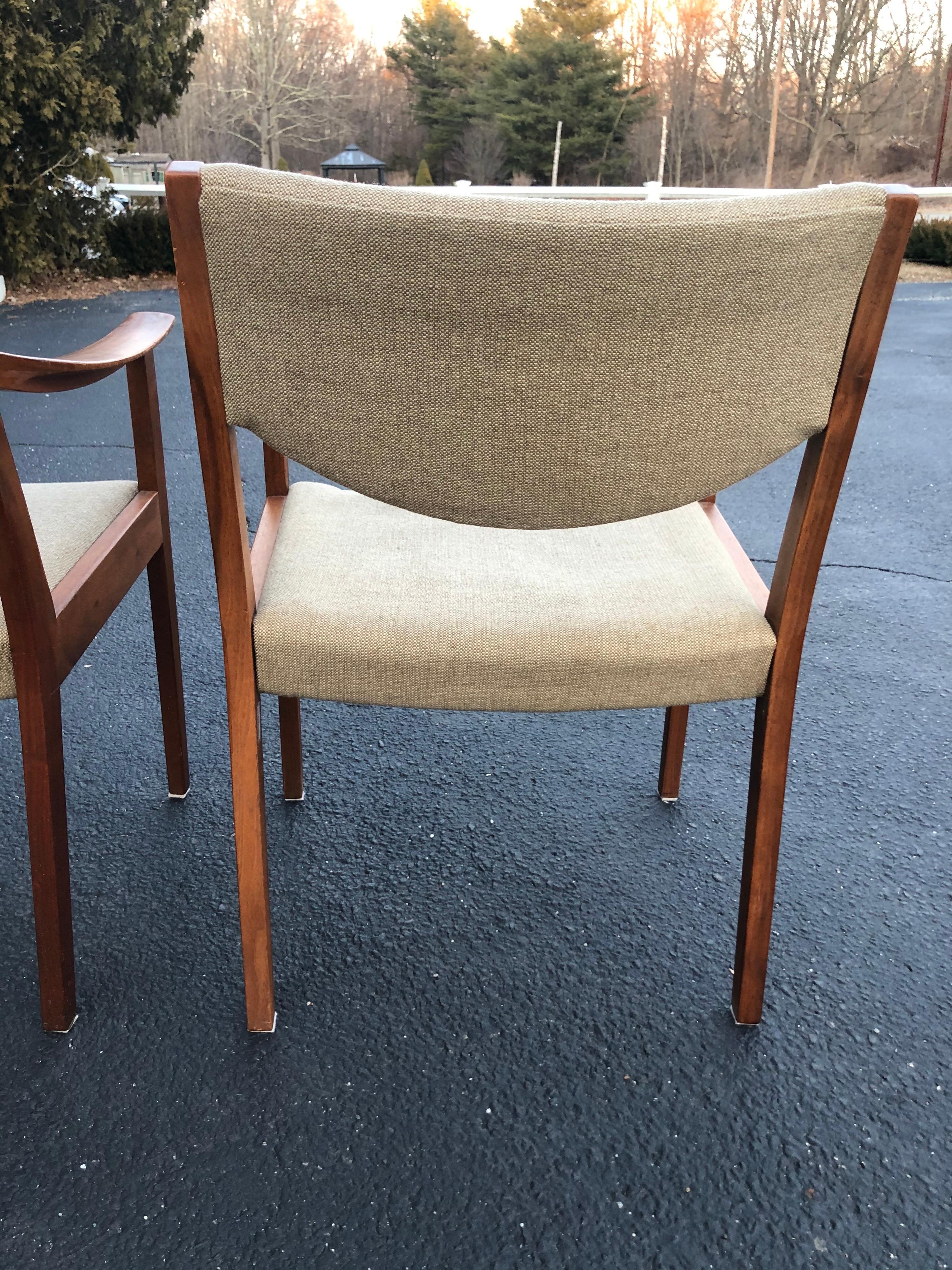 Pair of Solid Walnut Gunlocke Armchairs 4