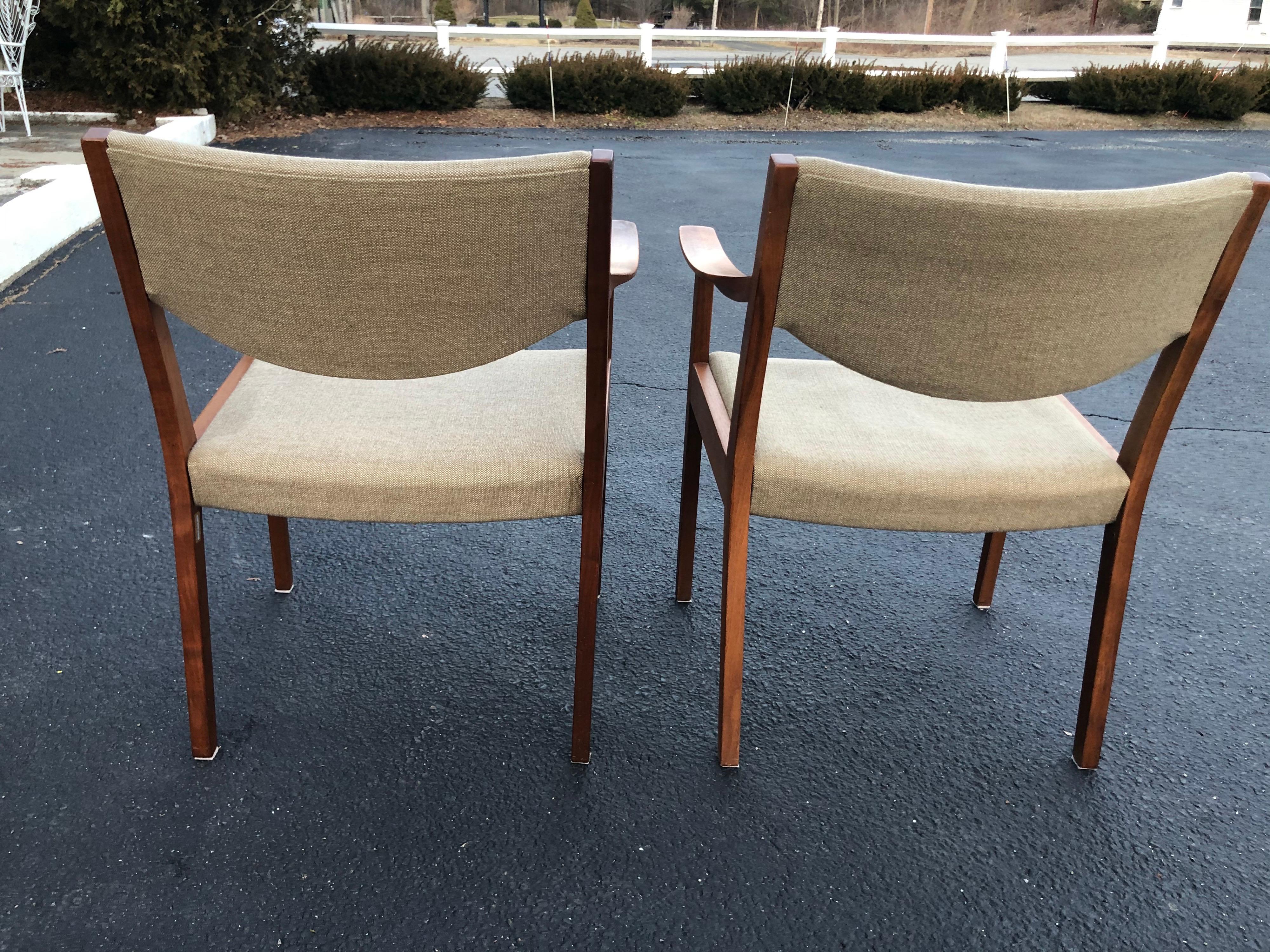 Pair of Solid Walnut Gunlocke Armchairs 9