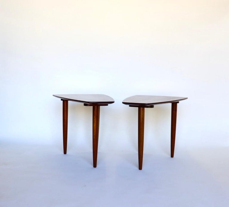 Mid-Century Modern Pair of Solid Walnut Prelude Side Tables by Ace Hi
