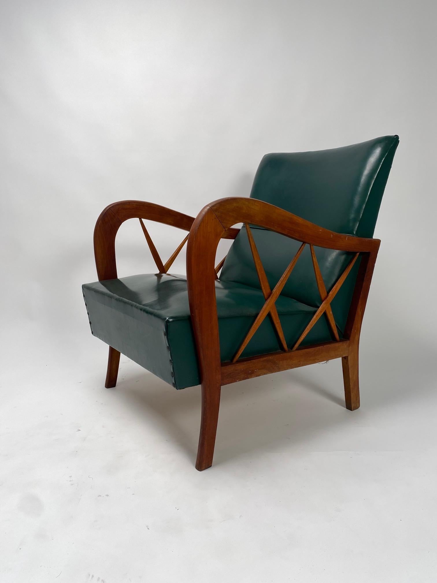 Pair of solid wood armchairs,  Paolo Buffa (Attr.), Italy 1950s (Customizable) For Sale 1