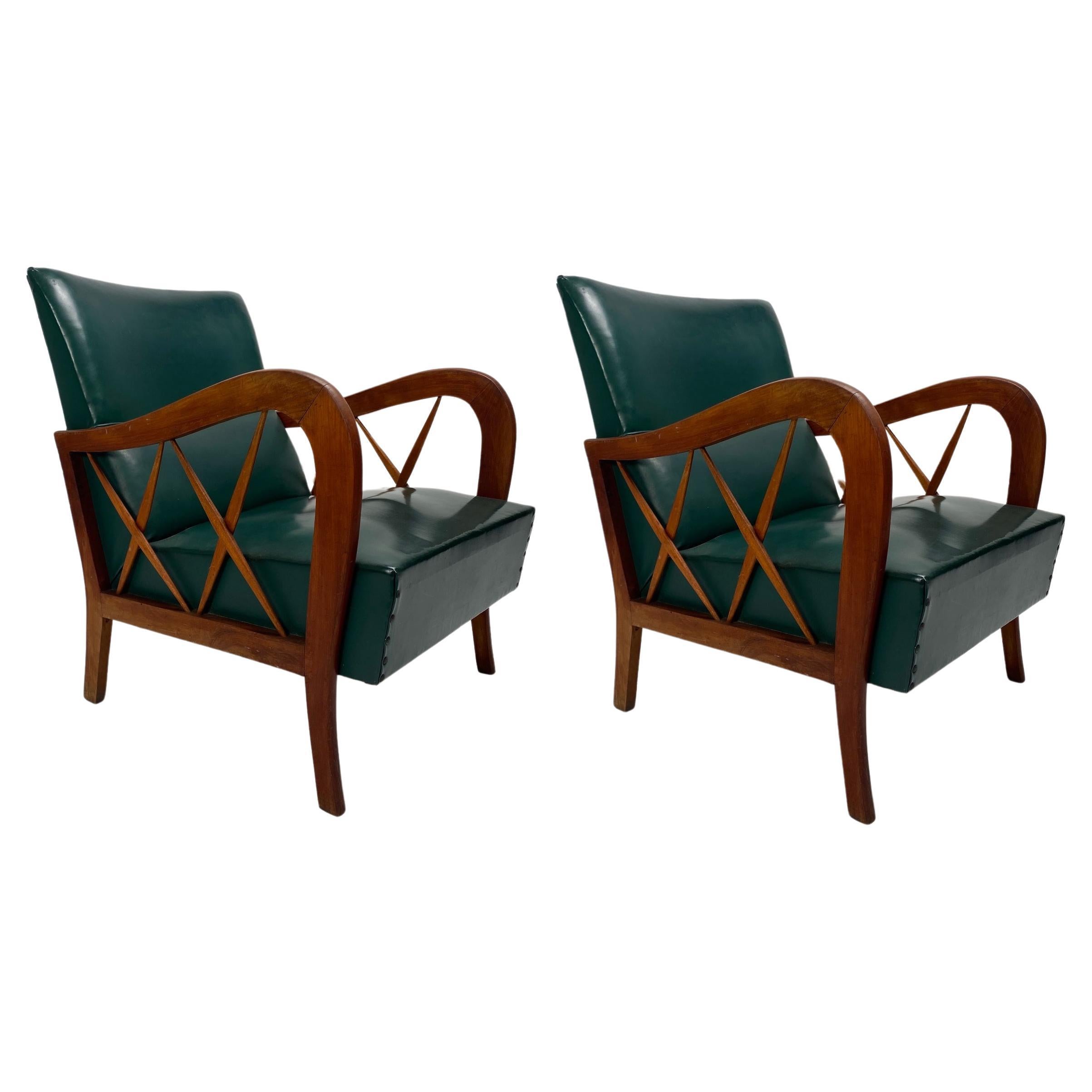 Pair of solid wood armchairs,  Paolo Buffa (Attr.), Italy 1950s (Customizable)