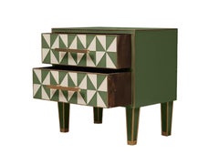 Pair of Solid Wood Bedside Table Murano Glass  Italy Handmade Justfurnituress