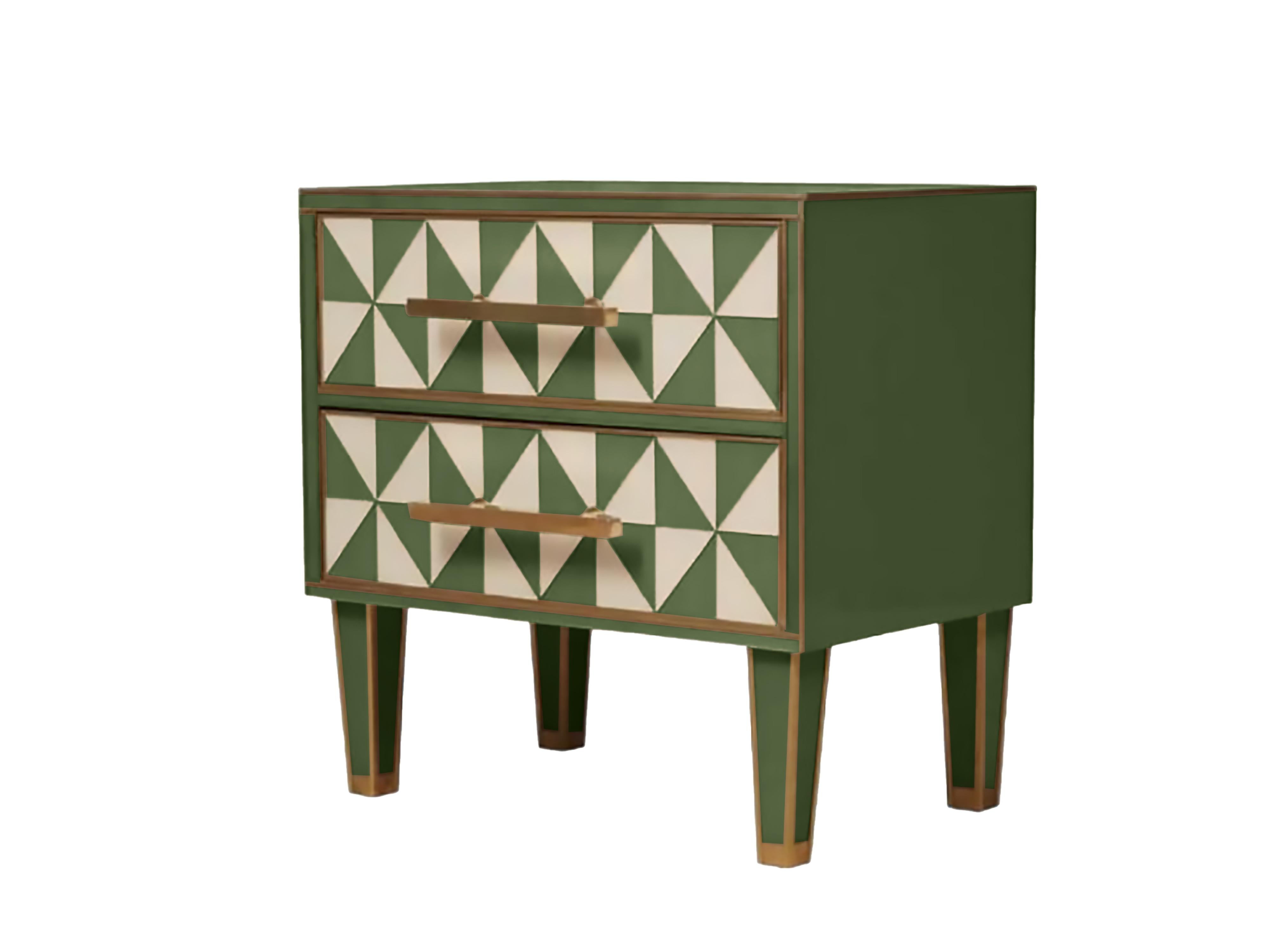 Italian Pair of Solid Wood Bedside Table Murano Glass  Italy Handmade Justfurnituress in vendita