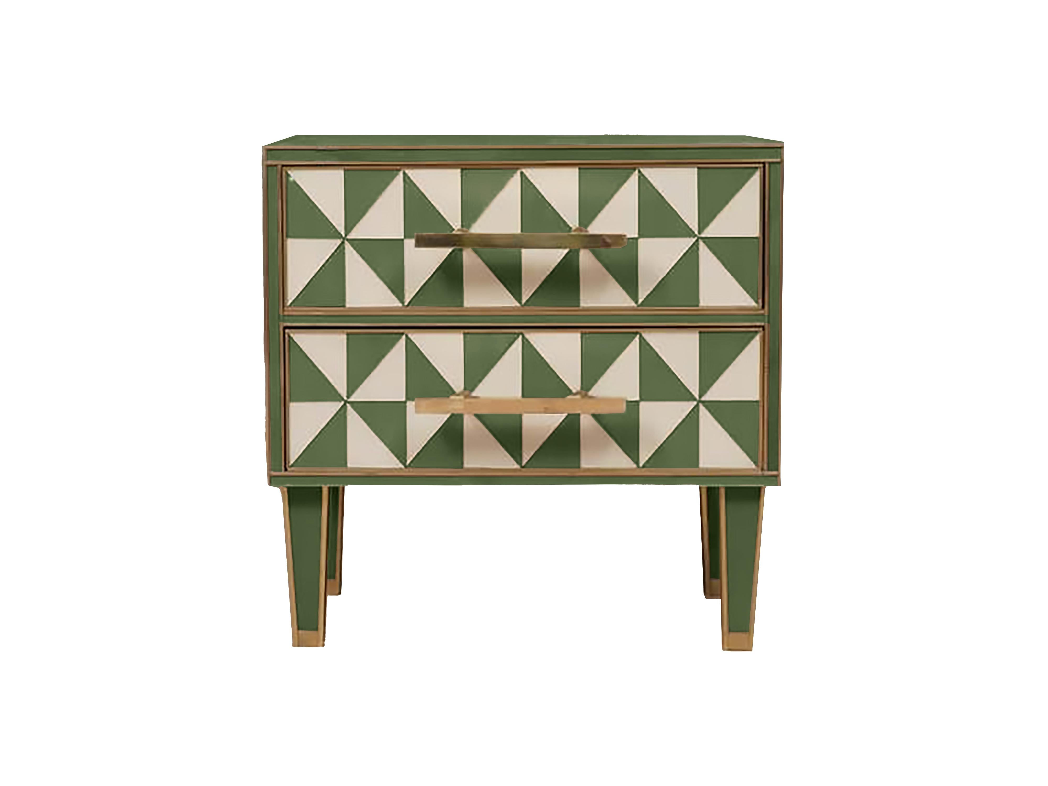 Intagliato a mano Pair of Solid Wood Bedside Table Murano Glass  Italy Handmade Justfurnituress in vendita