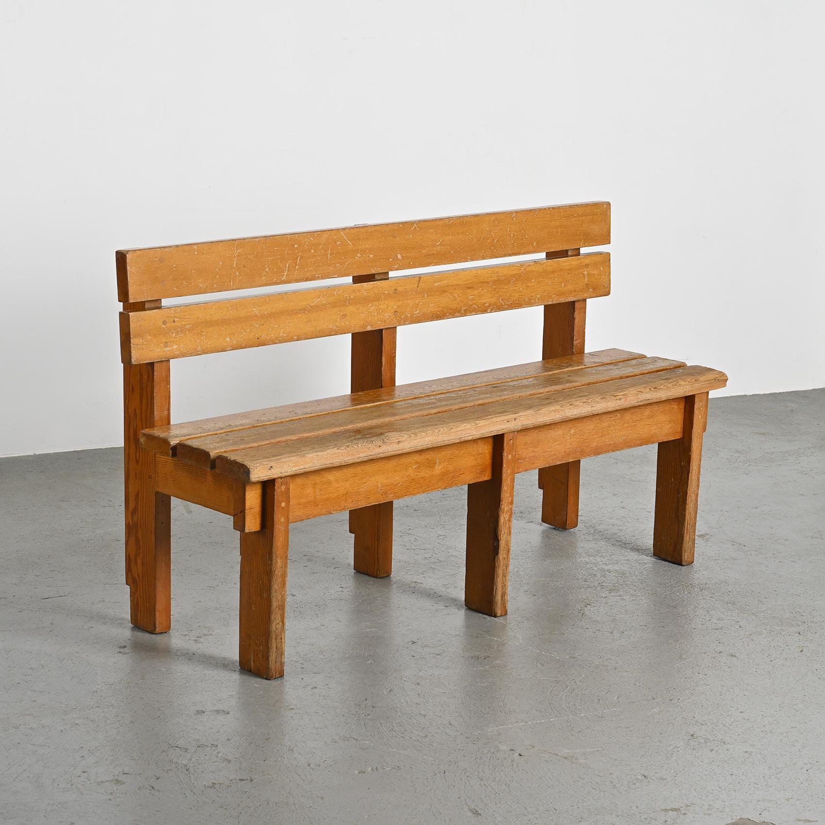 Pair of Solid Wood Benches by Christian Durupt, Courchevel, circa 1960 For Sale 4