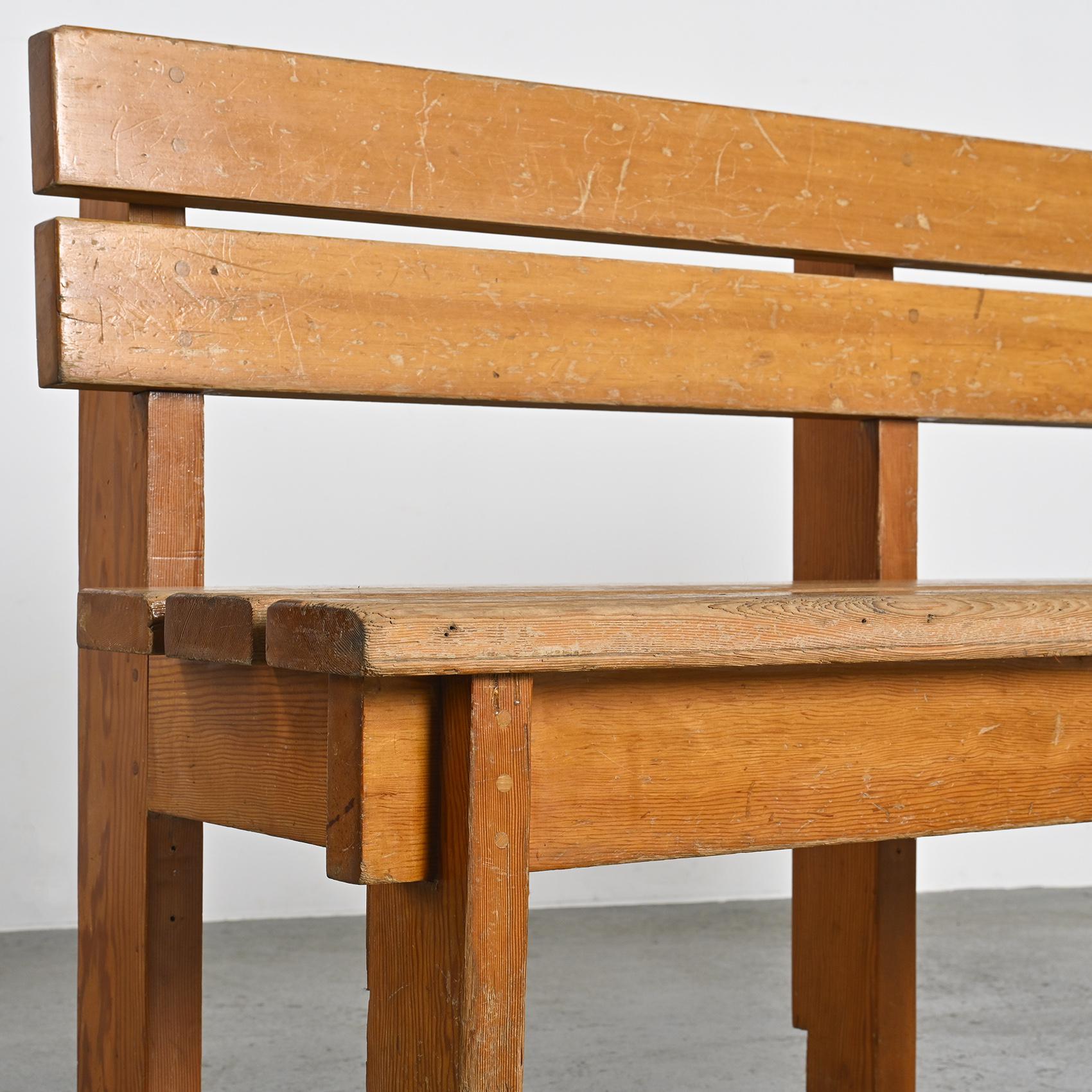 Pair of Solid Wood Benches by Christian Durupt, Courchevel, circa 1960 For Sale 5