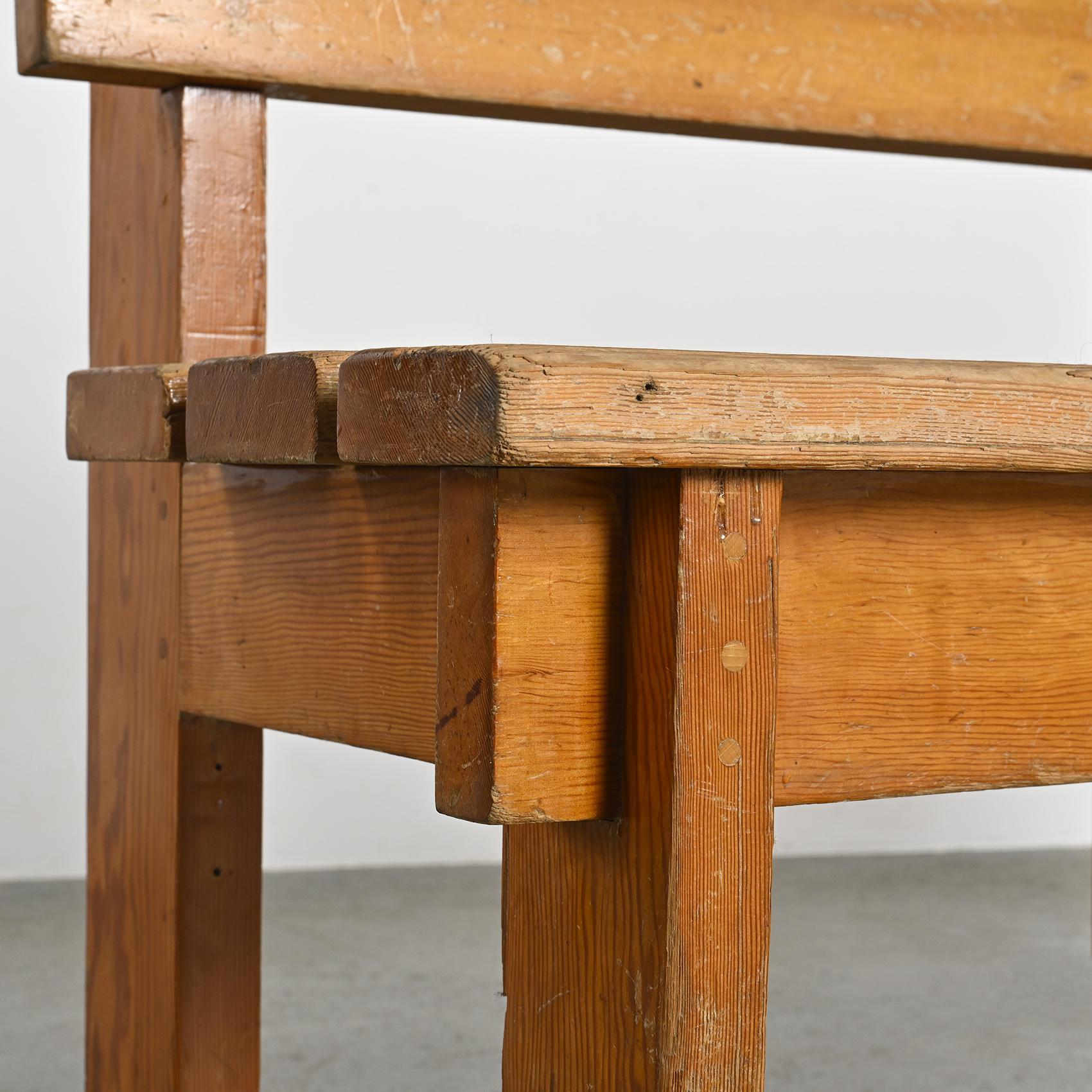 Pair of Solid Wood Benches by Christian Durupt, Courchevel, circa 1960 For Sale 6