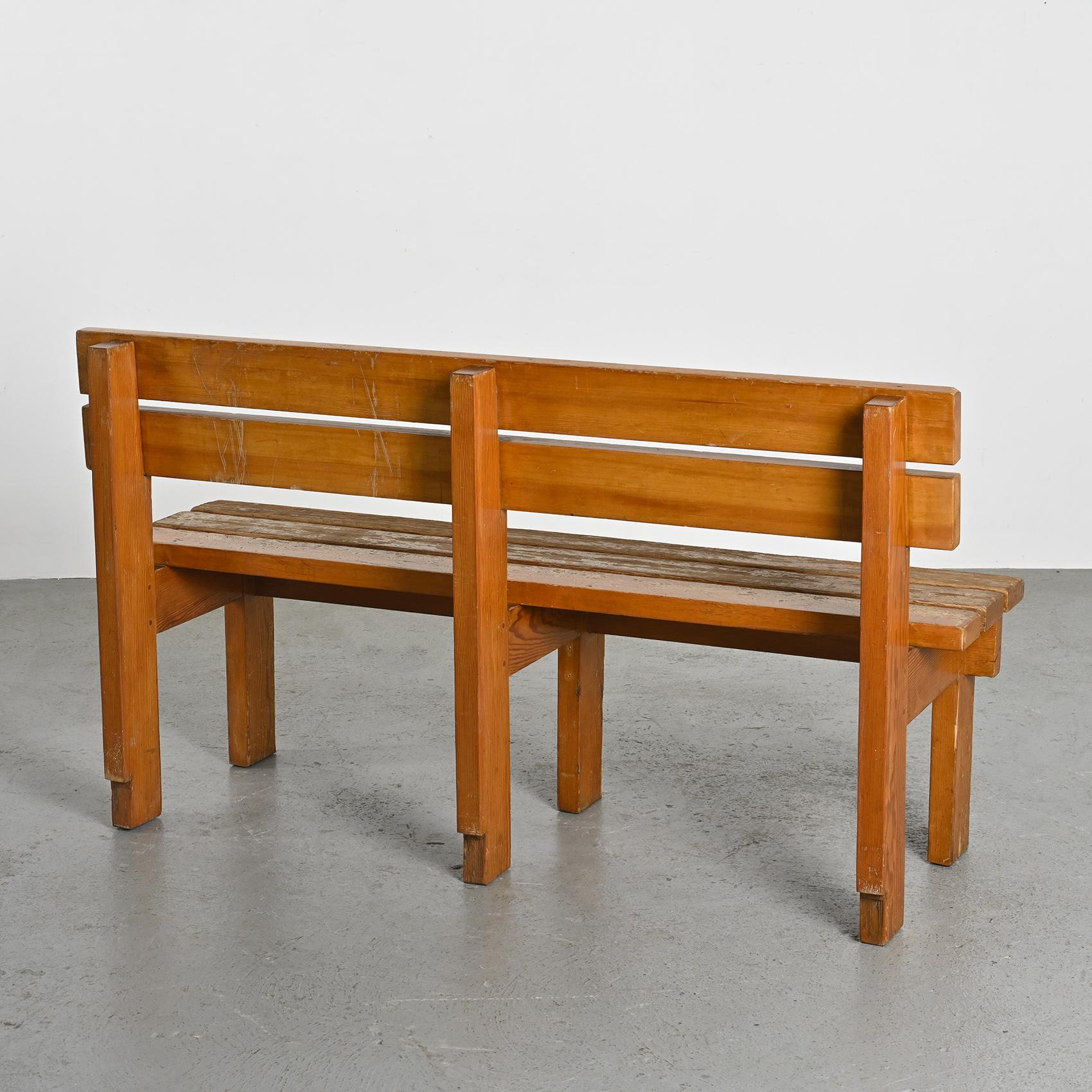 Pair of Solid Wood Benches by Christian Durupt, Courchevel, circa 1960 For Sale 8