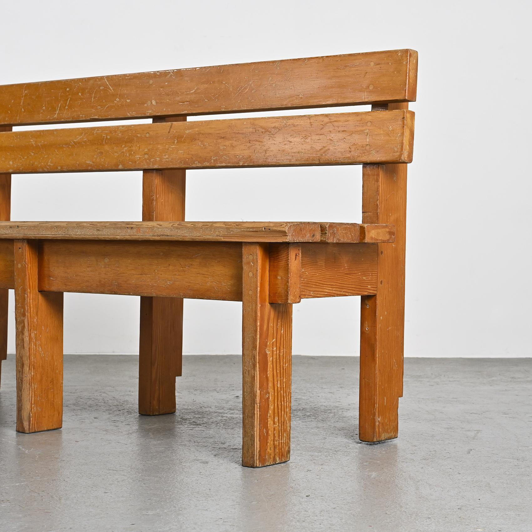 Pair of Solid Wood Benches by Christian Durupt, Courchevel, circa 1960 For Sale 1