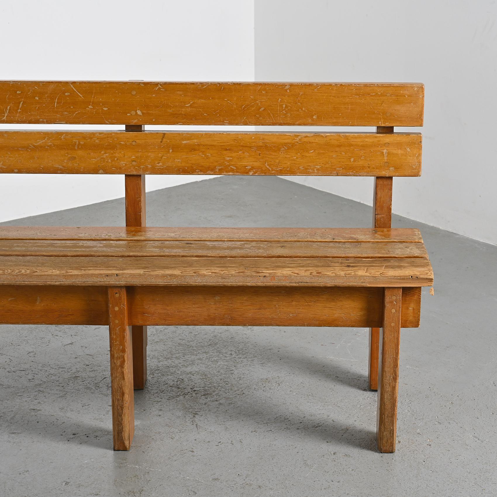 Pair of Solid Wood Benches by Christian Durupt, Courchevel, circa 1960 For Sale 3