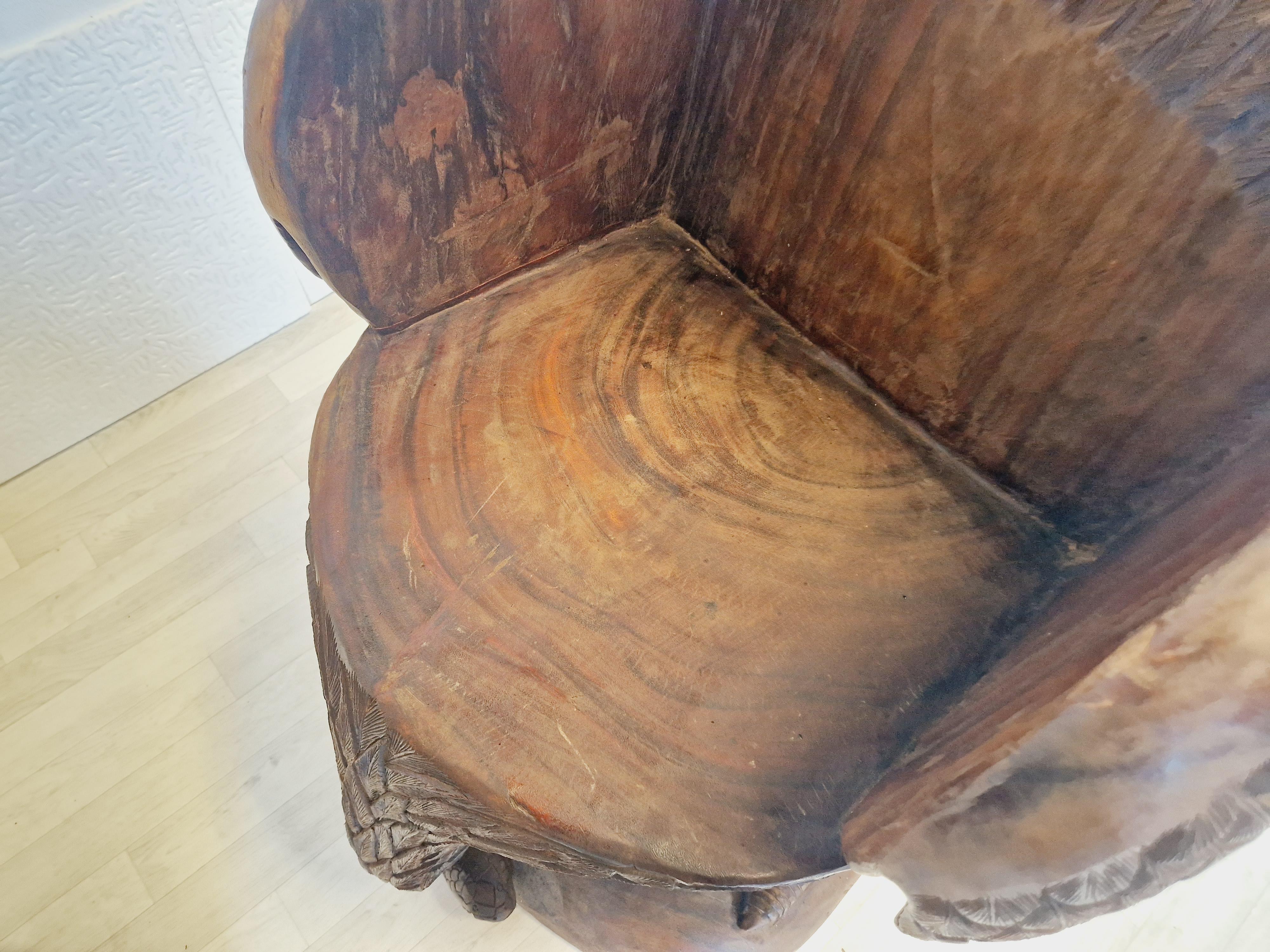Pair of Hand Carved Solid Wood Eagle Armchairs For Sale 11
