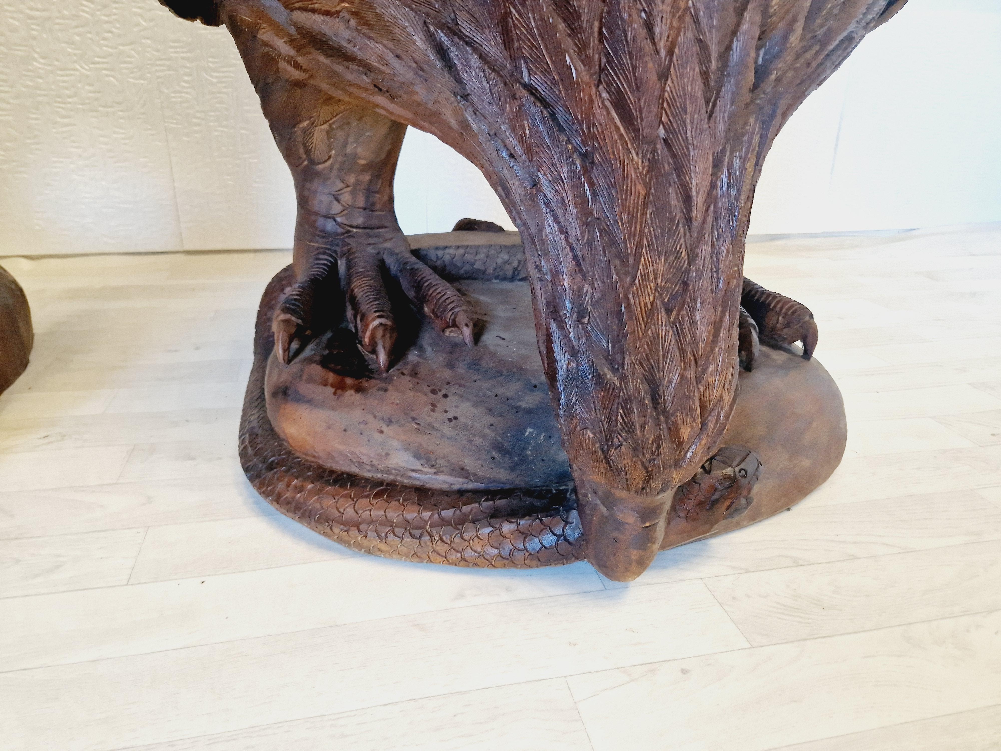 Pair of Hand Carved Solid Wood Eagle Armchairs For Sale 2
