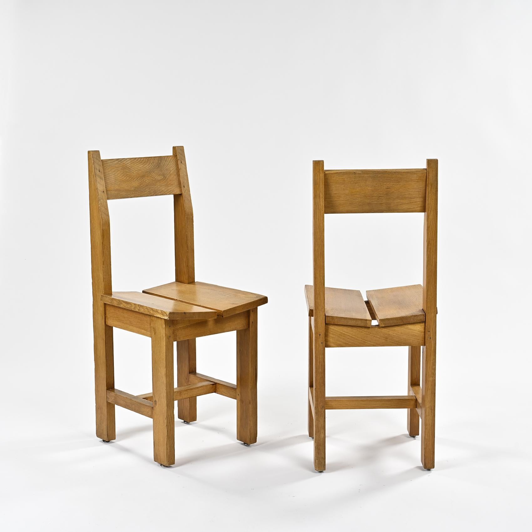 Pair of solid wood chairs, La Plagne circa 1960 For Sale 1