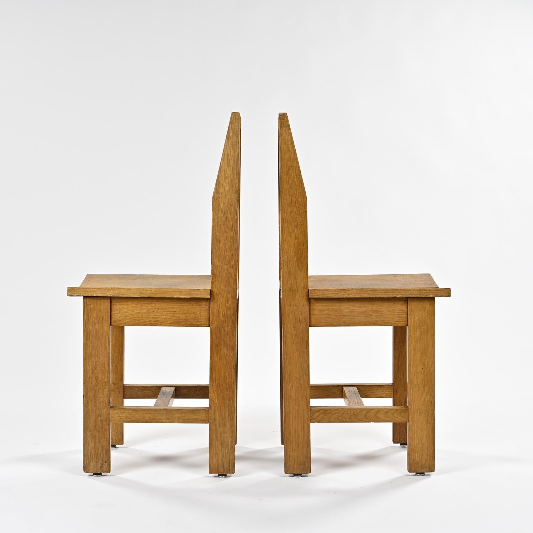 Pair of solid wood chairs, La Plagne circa 1960 For Sale 2