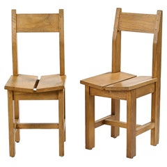 Paire de chaises en bois massif, La Plagne circa 1960