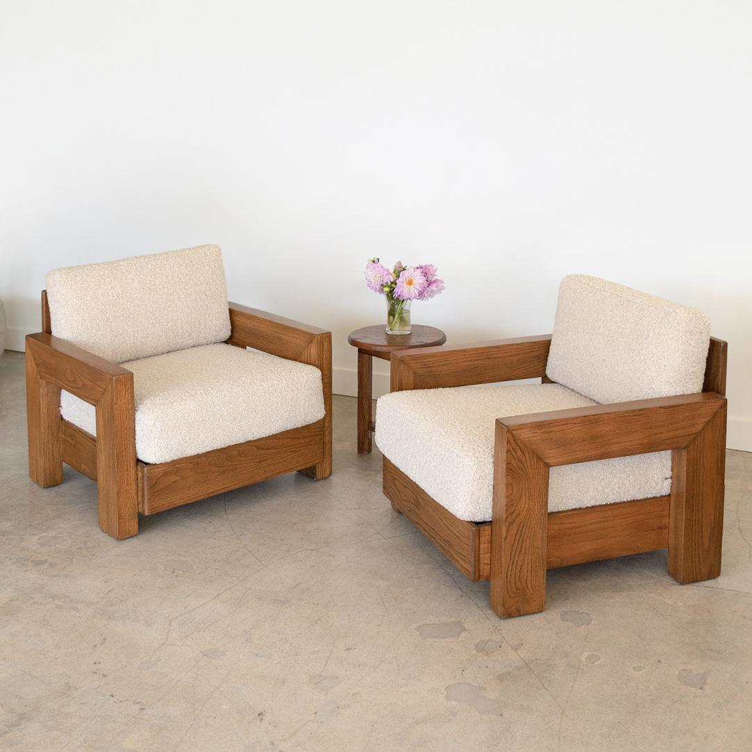 Pair of Solid Wood Club Chairs 1