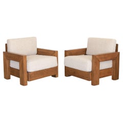 Pair of Solid Wood Club Chairs