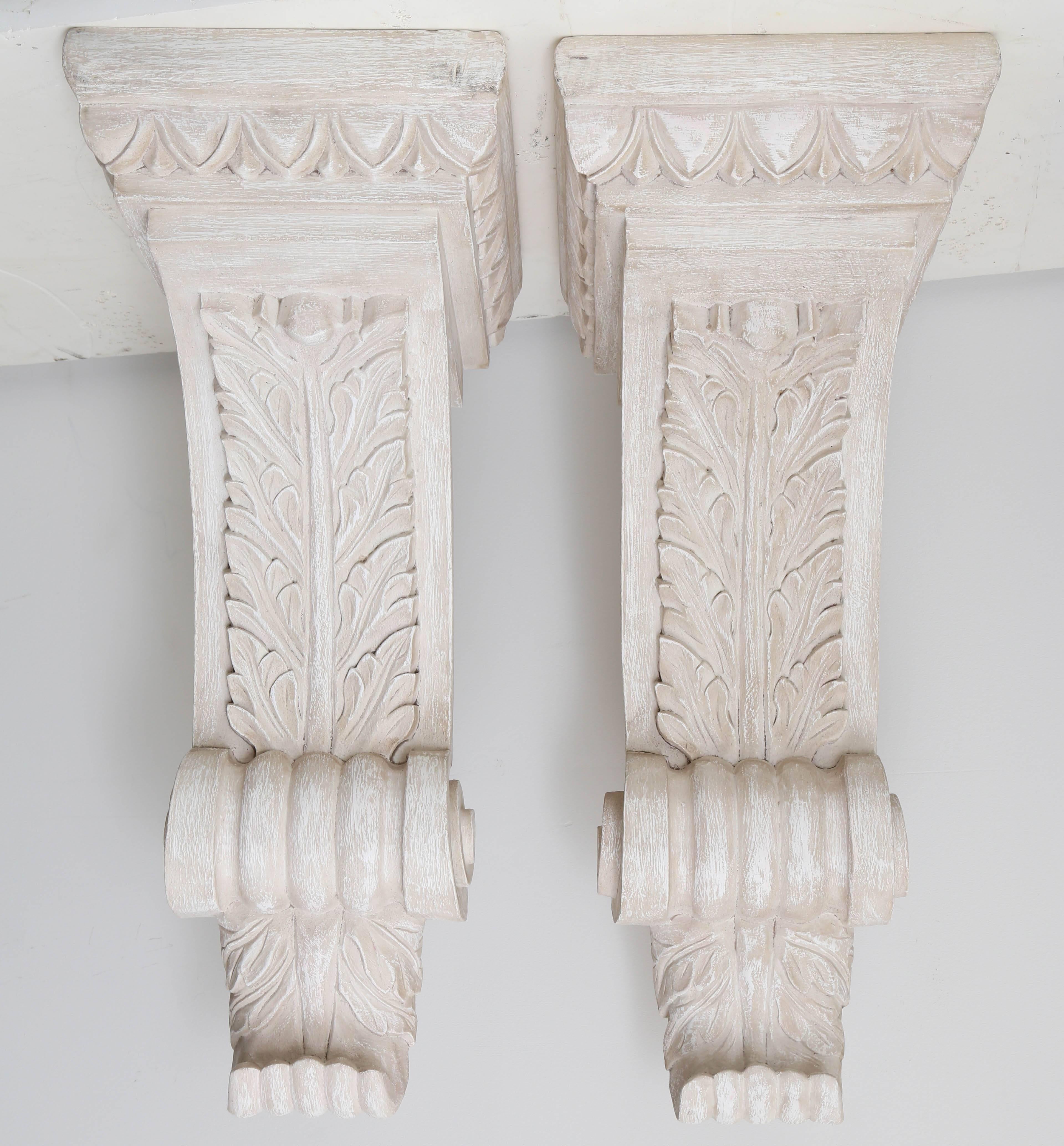 Pair of Solid Wood Corbels In Good Condition In West Palm Beach, FL