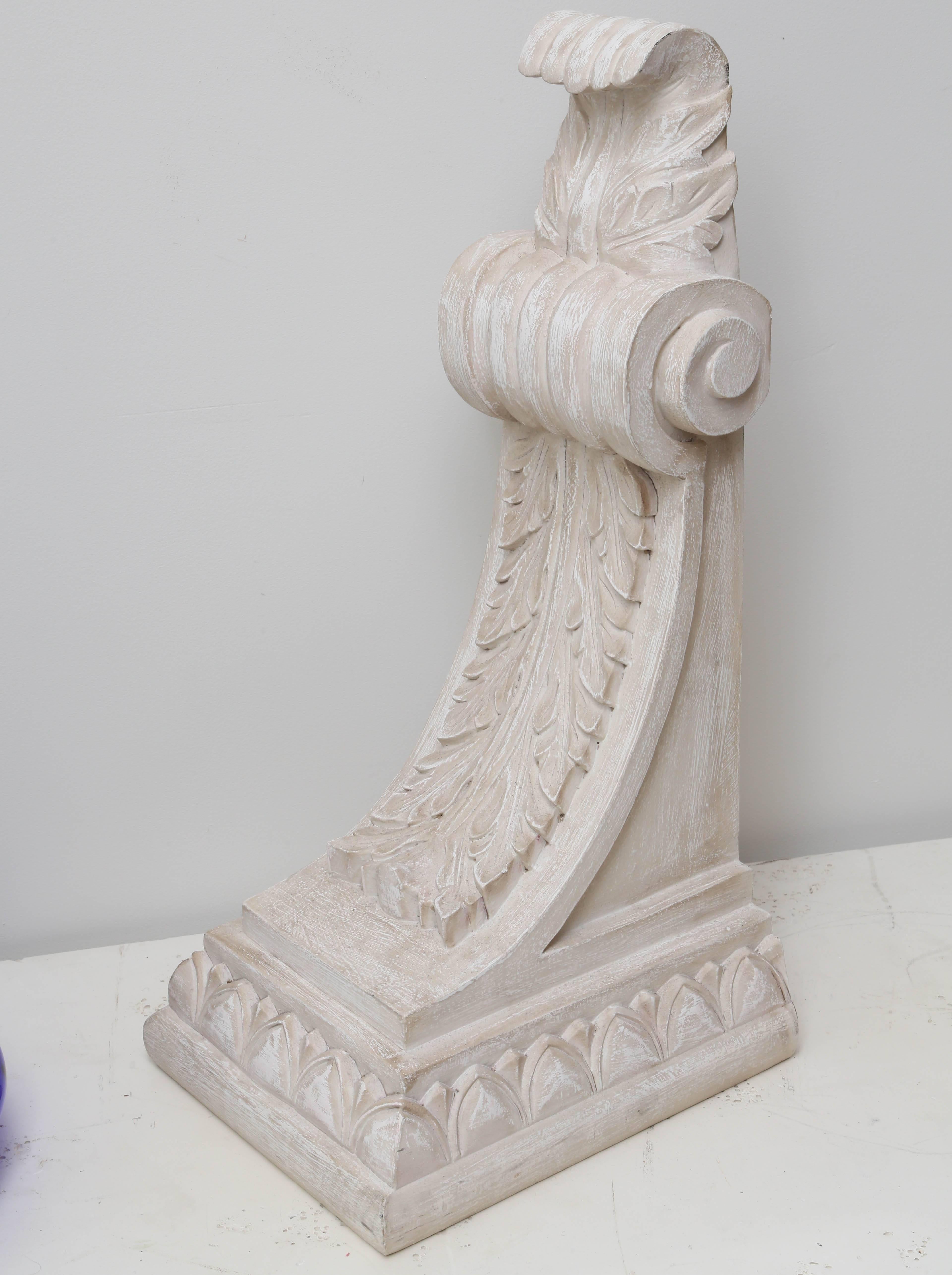 20th Century Pair of Solid Wood Corbels