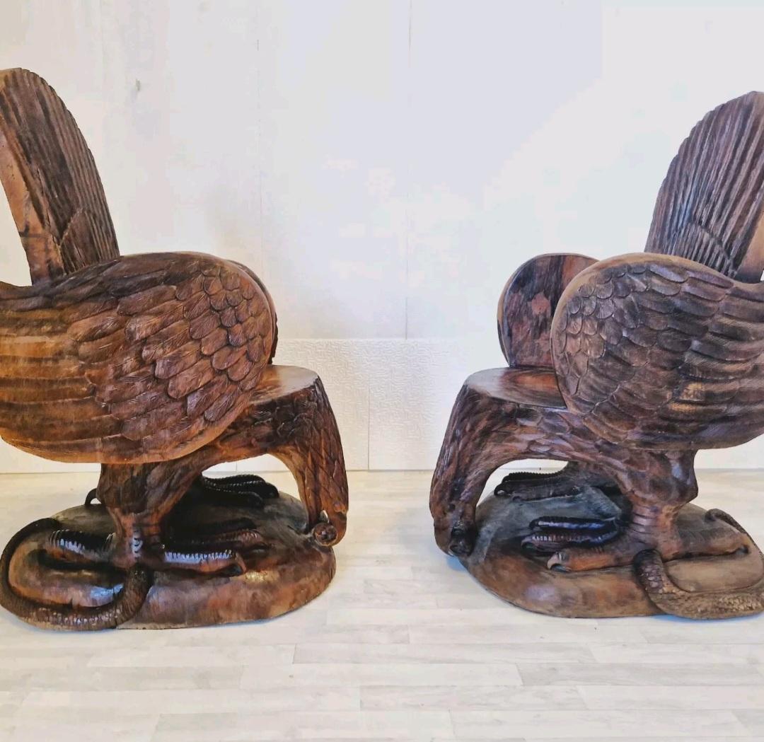 Pareja de Sillones Águila de Madera Maciza en venta 2