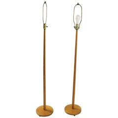 Pair of Solid Wood Mid-Century Modern Swedish Floor Lamps